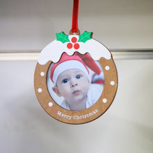 Wooden Christmas Pudding Photo Decoration